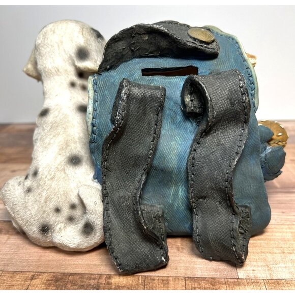 Dalmatian Puppy Figurine With Backpack Burger Design Hand-Painted Resin Bank Col - Picture 4 of 6